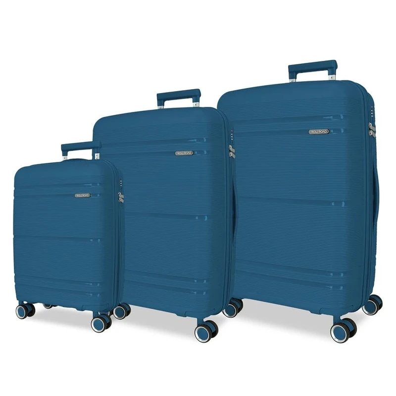 Roll Road Universe Luggage Set Blue 55/65/75 cm Rigid 9.7 kg TSA Closure Polypropylene 9.7 kg 198L Hand Luggage, Blue, One Size, Suitcase Set