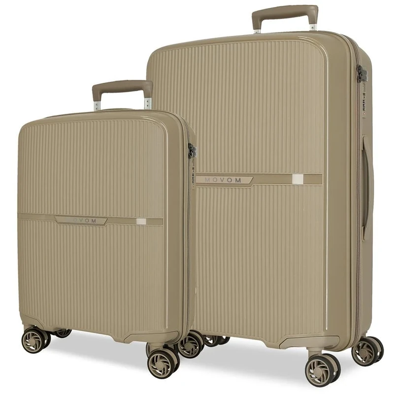 Movom Noon Luggage Set Beige 56/66 cm Rigid 2.8 kg TSA Closure Polypropylene 2.8 kg 125.97L Hand Luggage, Beige, One Size, Suitcase Set