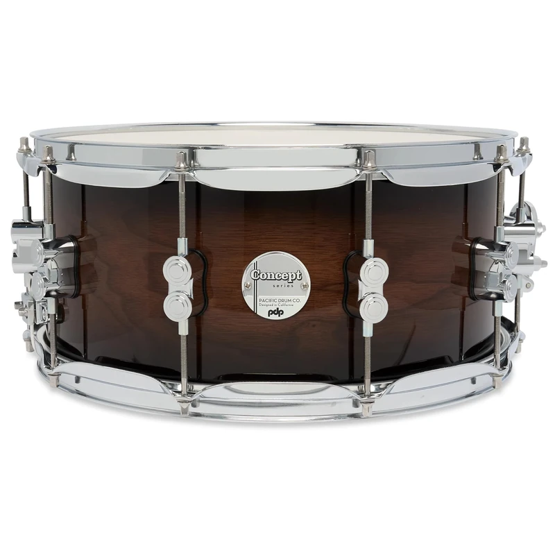 Pacific Drums Concept Maple Snare Drum, 14" x 6.5", Exotic Walnut to Charcoal | all-Maple shells with an exotic veneer, DW hardware, and more