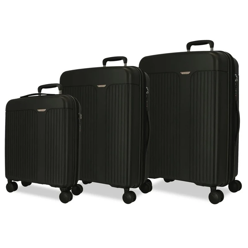 Movom Suitcase Set Black 55/68/78 cm Rigid 11.4 kg TSA Closure Polypropylene 11.4 kg 217LExtensible Hand Luggage, Black/White, One Size, Suitcase Set