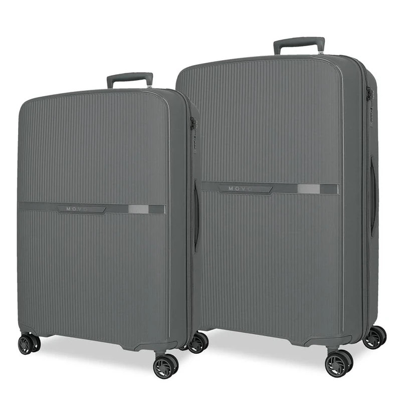 Movom Moon Luggage Set Grey 66/76 cm Rigid 7.6 kg TSA Closure Integrated Polypropylene 7.6 kg 181.3L Extendable, Grey, One Size, Suitcase Set
