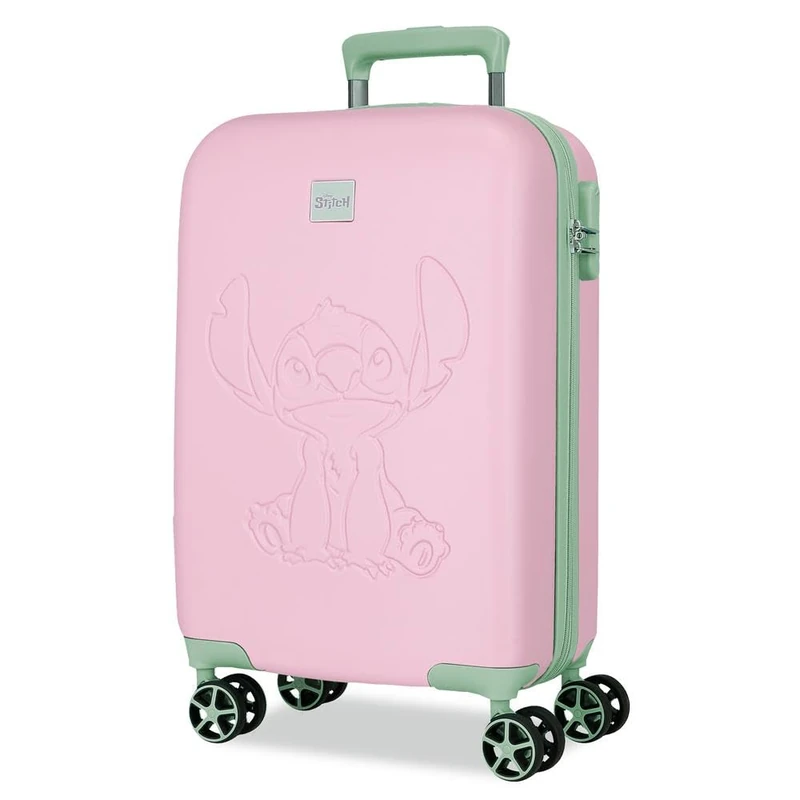 Joumma Disney Travelling with Stitch Cabin Suitcase Pink 36 x 55 x 20 cm Rigid 2.4 kg Combination Lock Side ABS 2.4 kg 32L Hand Luggage, Pink, One Size, Cabin Suitcase