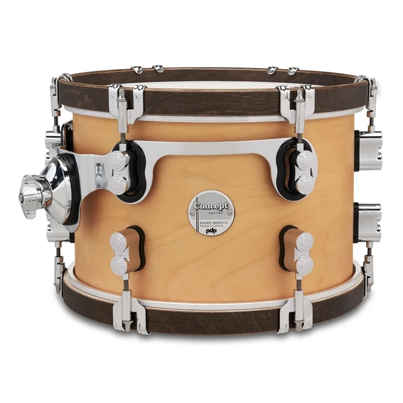 Pacific Drums Concept Classic Tom, 12" x 8", Classic Walnut Stain, Natural Stain Hoops | Features modern and classic looks with Maple shells and counter hoops