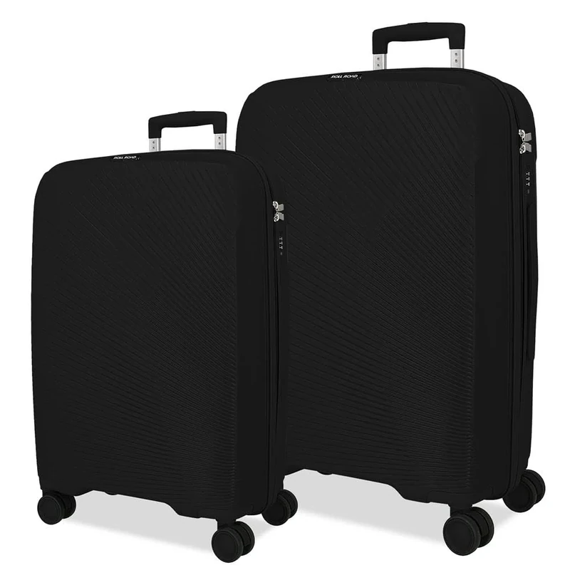 ROLL ROAD Orbit Luggage Set Black 54/64 cm Rigid 5.6 kg TSA Closure Polypropylene 5.6 kg 94.2L Hand Luggage, Black/White, One Size, Suitcase Set