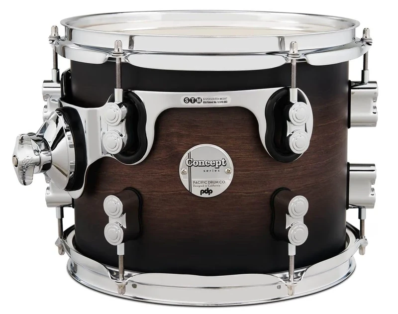 Pacific Drums Concept Maple Tom, 13" x 9", Satin Charcoal Burst | Features a European Maple shell, innovative DW drum hardware, and more