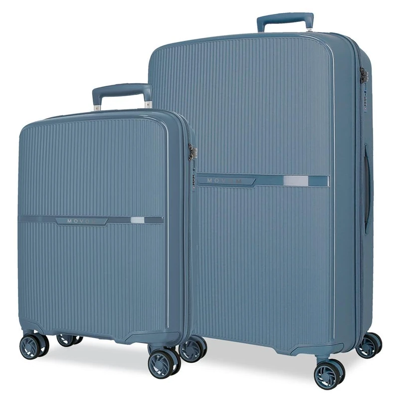 Movom Noon Luggage Set Blue 56/66 cm Rigid 2.8 kg TSA Closure Polypropylene 2.8 kg 110.5L Hand Luggage, Blue, One Size, Suitcase Set