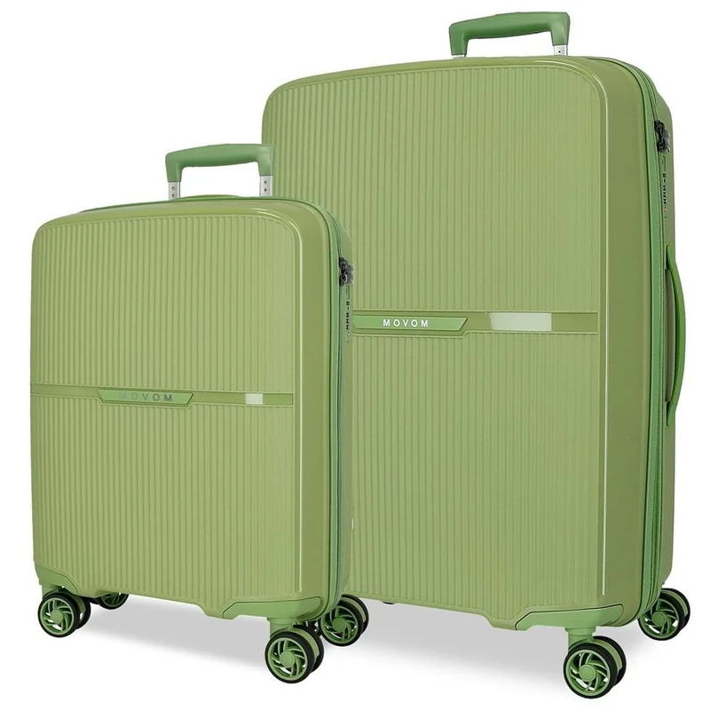 Movom Noon Luggage Set Green 56/66 cm Rigid 2.8 kg TSA Closure Polypropylene 2.8 kg 110.5L Hand Luggage, Green, One Size, Suitcase Set