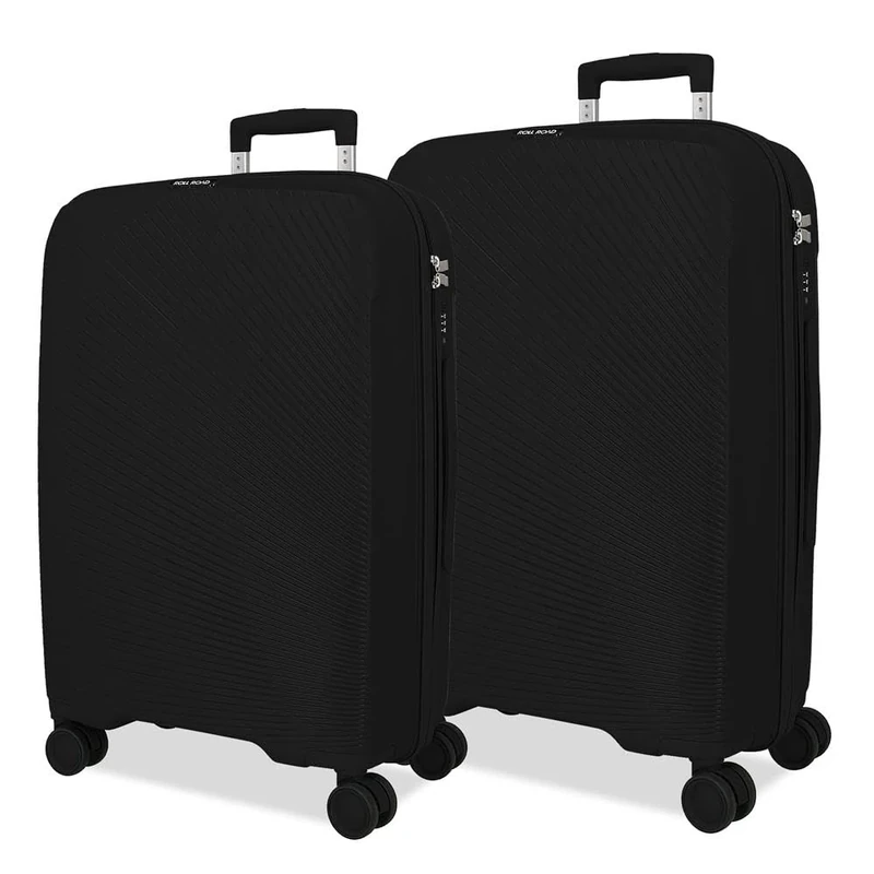 ROLL ROAD Orbit Luggage Set Black 64/75 cm Rigid 7.1 kg TSA Lock Integrated Polypropylene 7.1 kg 145.8L, Black/White, One Size, Suitcase Set