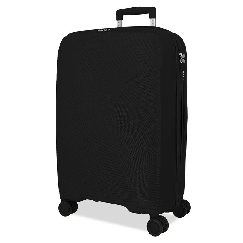 ROLL ROAD Orbit Medium Suitcase Black 42.5x64x24 cm Hard Mount 3.1 kg TSA Lock Polypropylene 3.1 kg 57L, Black/White, One Size, Medium Suitcase