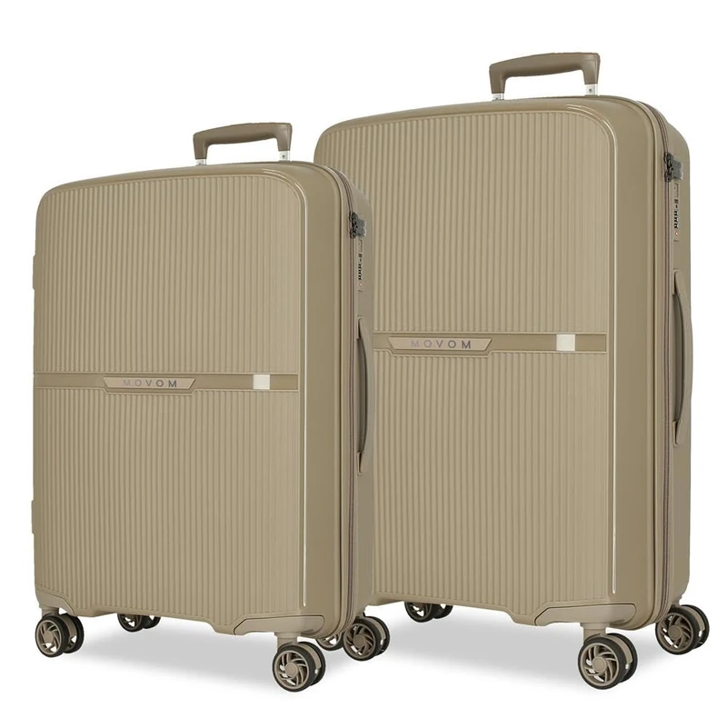 Movom Moon Luggage Set Beige 66/76 cm Rigid 7.6 kg TSA Closure Integrated Polypropylene 7.6 kg 181.3L Extendable, Beige, One Size, Suitcase Set