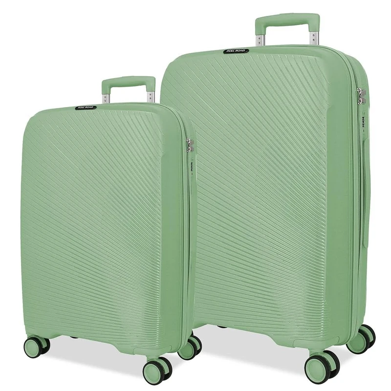 ROLL ROAD Orbit Suitcase Set Green 54/64 cm Rigid 5.6 kg TSA Closure Polypropylene 5.6 kg 94.2L Hand Luggage, Green, One Size, Suitcase Set