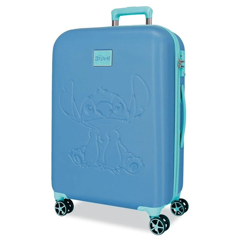 Joumma Disney Travelling with Stitch Medium Suitcase Blue 44x60x26 cm Hard Shell 3.85 kg TSA Lock ABS 3.85 kg 68.64L, Blue, One Size, Medium Suitcase