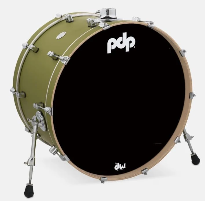 Pacific Drums Concept Maple Bass Drum, 24" x 14", Satin Olive Finish Ply