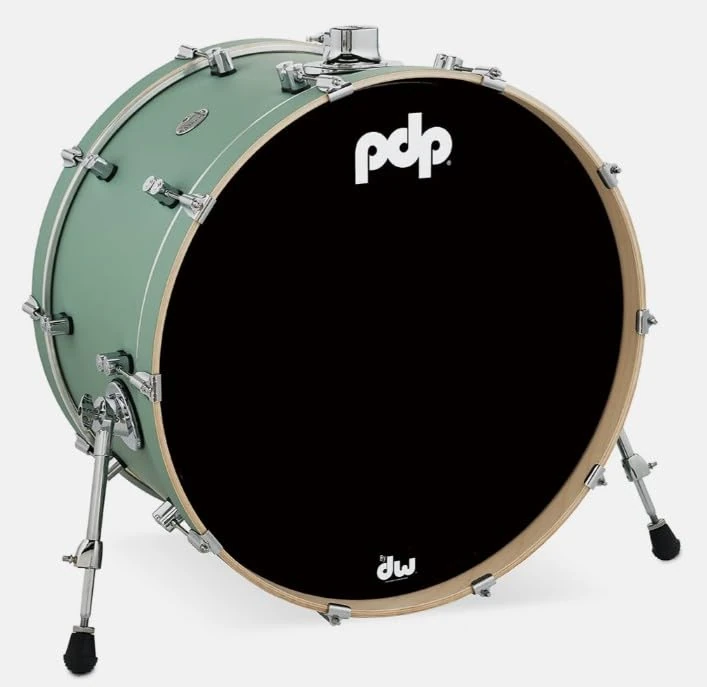 Pacific Drums Concept Maple Bass Drum, 24" x 14", Satin Seafoam Finish Ply