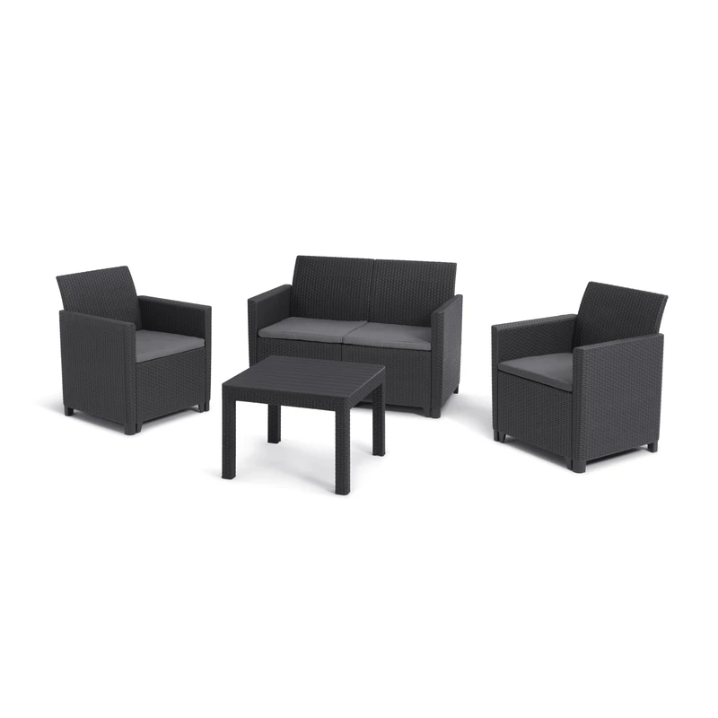 Keter Marie 4 Seater Lounge Set - Grey Rattan Garden Furniture