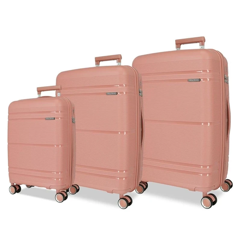 Roll Road Universe Suitcase Set Pink 55/65/75 cm Rigid 9.7 kg TSA Closure Polypropylene 9.7 kg 198L Hand Luggage, Pink, One Size, Suitcase Set
