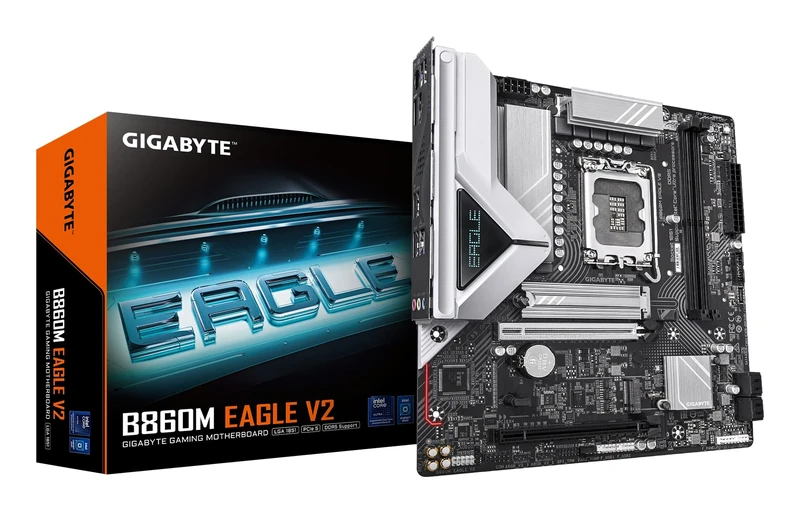 GIGABYTE B860M EAGLE V2 Motherboard - Intel Core Ultra Series CPUs, 6+1+2 Phases VRM, up to 9066MHz DDR5, 1xPCIe 5.0 + 1xPCIe 4.0 M.2, 2.5GbE LAN, USB 3.2 Gen 1