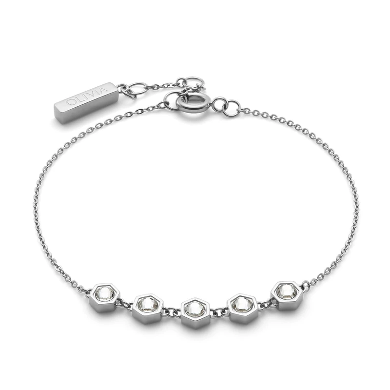 Olivia Burton Women's EVER STACKED Collection Bracelet in Stainless Steel with Charms Embellished with Crystals - 24100347