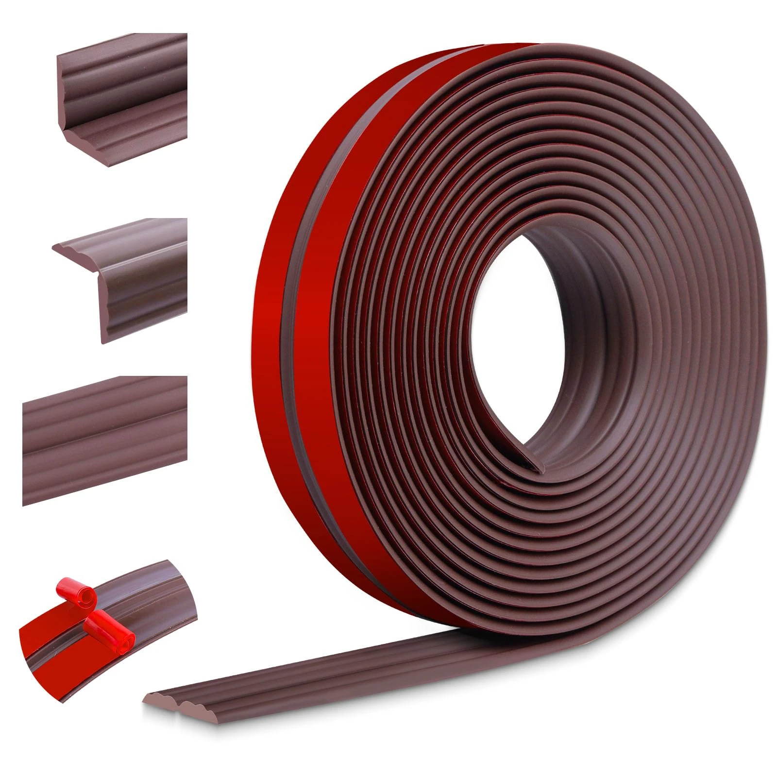 Peel and Stick Wall Moulding Trim Flexible Edging Trim Self Adhesive Wall Corner Protectors Edging Strip for Home Decor Floor Transition (20mm×6m, Brown)