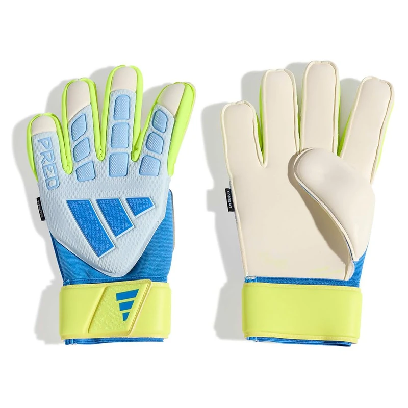 adidas Unisex Predator Goalkeeper Glove Match FINGERSAVE, Crystal Sky/ray Blue/Solar Yellow, 9.5