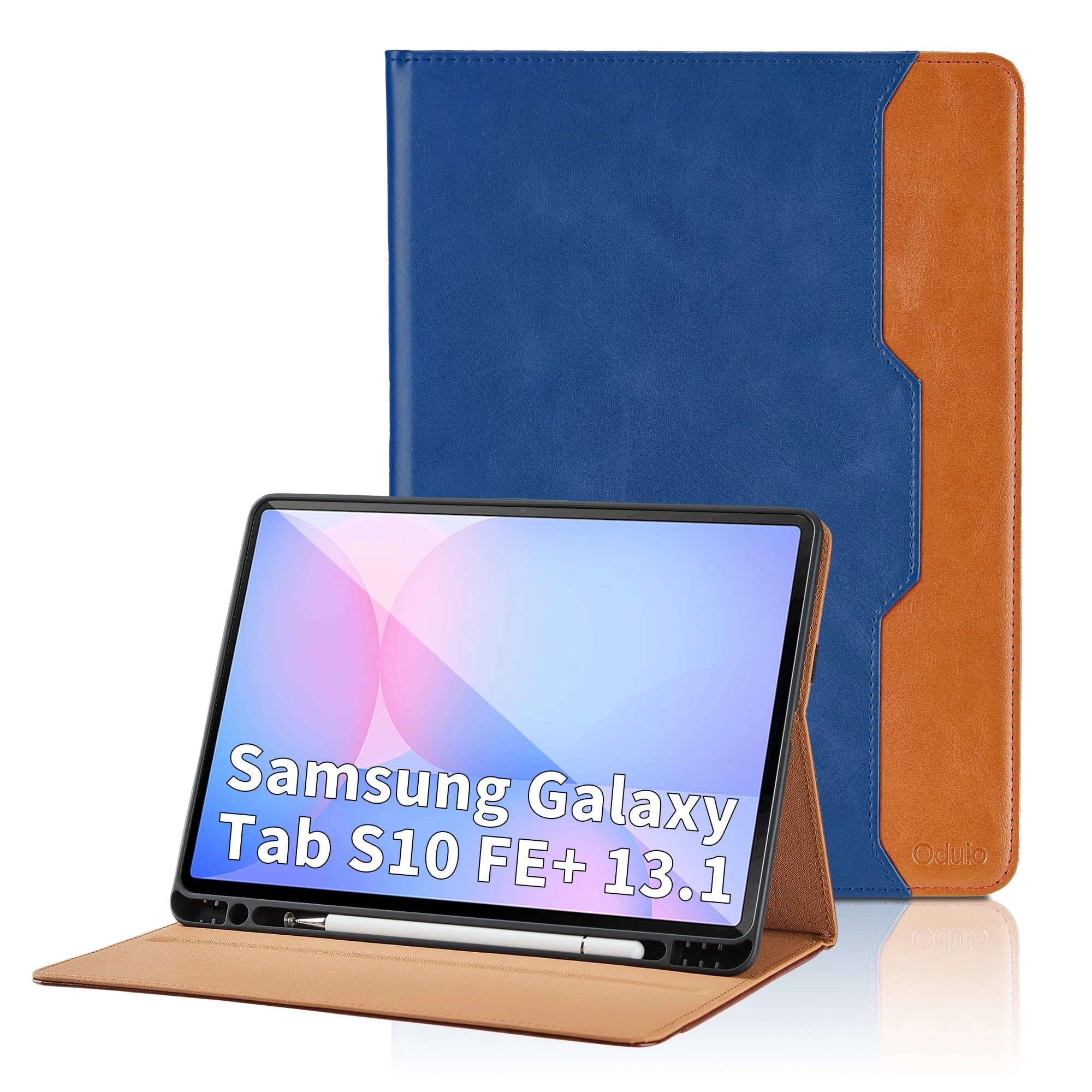 Case for Samsung Galaxy Tab S10 FE+ 13.1" 2025/Galaxy Tab S10 FE Plus 13.1 inch 2025 Bussiness Cover with Pocket & Pencil Holder, Hand Strap, Auto Wake/Sleep -Blue