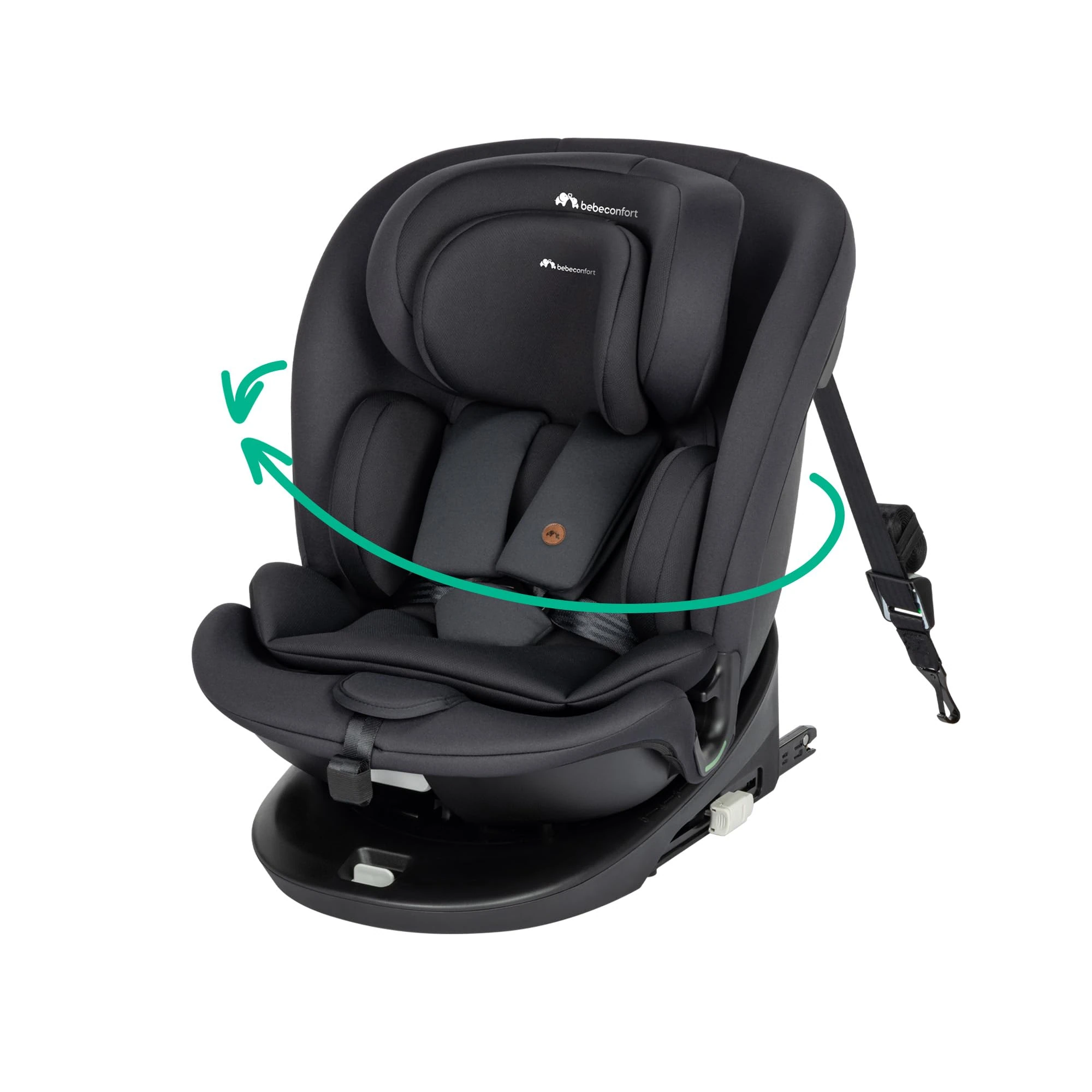 Bebeconfort RevolveFix 360 i-Size, 360 Swivel Car Seat, 0-12 Years, 40-150 cm, ISOFIX Car Seat, Top Tether Installation, 360 Rotation, 6 Recline Positions, 12 Headrest Positions, Full Black