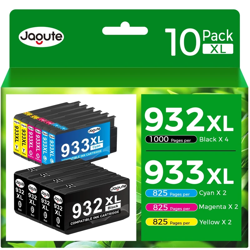 932XL 933XL Ink Cartridges Combo Pack for HP 932 XL 933 XL Ink Cartridges Black and Colour Compatible with HP OfficeJet 6600 7612 7510 6700 7110 7610 6100 (10 Pack, Black/Cyan/Magenta/Yellow)