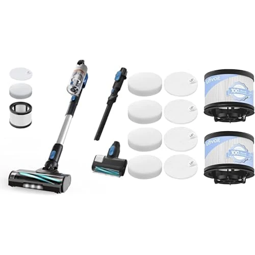 Levoit Cordless Vacuum Cleaner with HEPA Filter, Powerful 90AW 60Mins, Mini Motorized Brush&Crevice Tool, replacement HEPA filter for LVAC 300 cordless vacuum cleaner, white