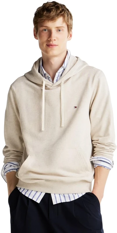 Tommy Hilfiger Men ESSENTIAL TERRY HOODY MW0MW37235 Pullover Hoodie, BEIGE, L