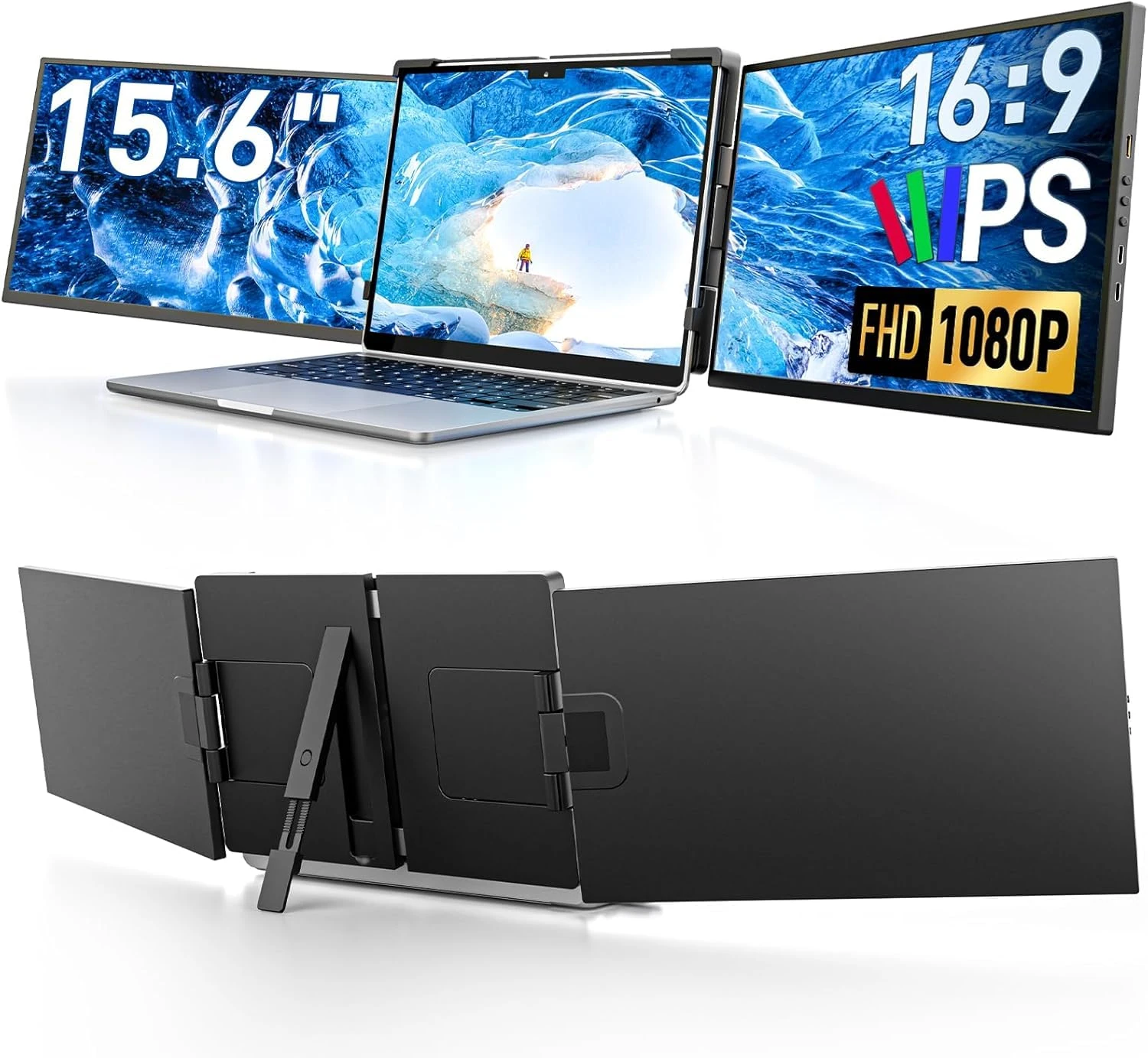 Dopesplay 15.6 Inch Laptop Screen Extender Monitor 1080P FHD IPS Dual Portable Monitor for Laptop Plug and Play Compatible with Windows Mac Android Chrome Fits 13.3-17.3 Inch Laptops