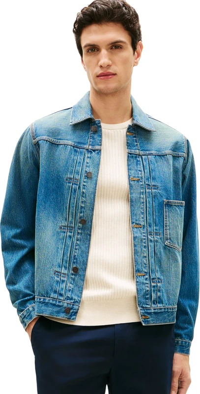 Tommy Hilfiger Men TRUCKER JKT TYPE 1 MARIO INDIGO MW0MW41878 Trucker Jacket, DENIM, S