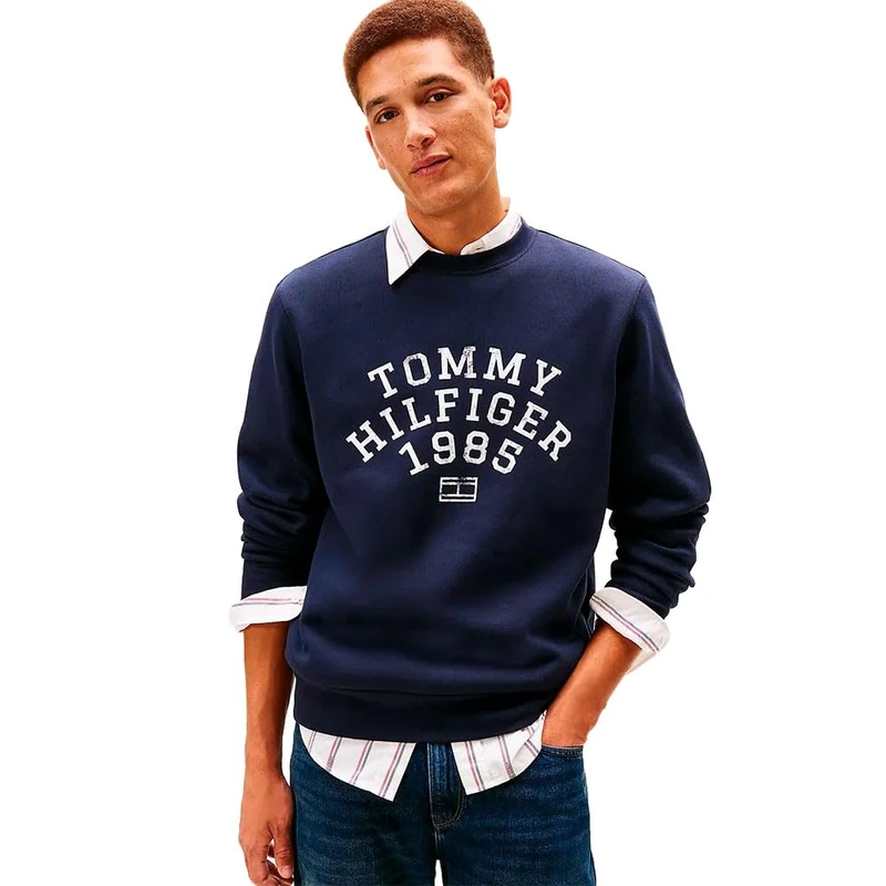 Tommy Hilfiger Men HILFIGER ARCH SWEATSHIRT MW0MW41426 Pullover Sweatshirt, BLUE, XS