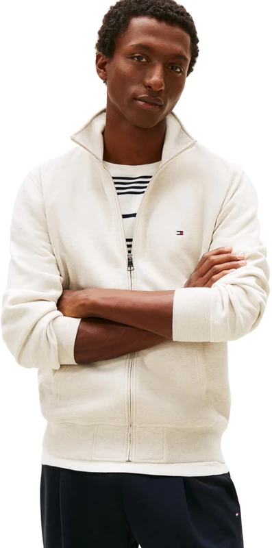 Tommy Hilfiger Men ESSENTIAL FLEECE STAND COLLAR MW0MW41759 Zip Through Sweatshirt, BEIGE, XXL