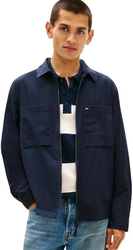 Tommy Hilfiger Men TECH OVERSHIRT MW0MW42586 Overshirt Jacket, BLUE, XS