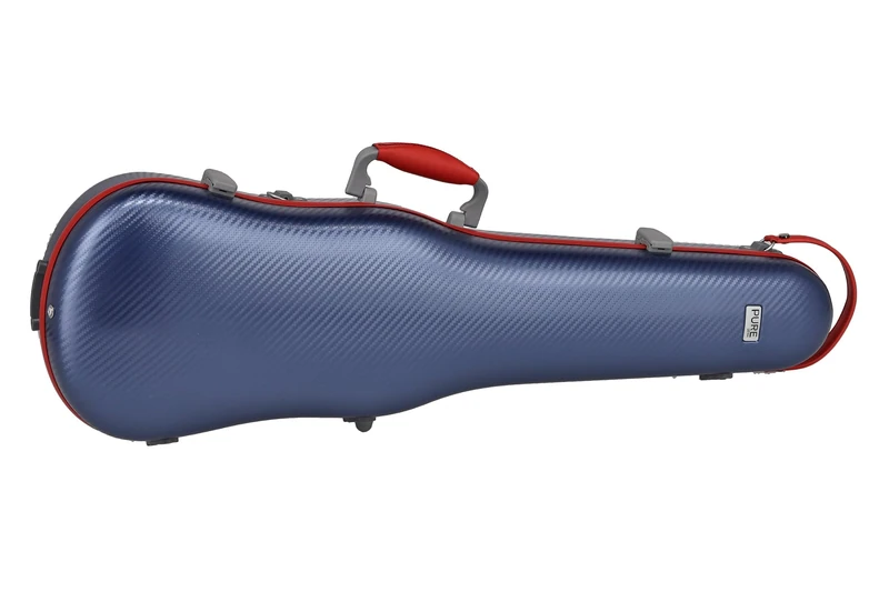 GEWA Violin Shaped Case Fun Series Polycarbonate 4/4-1/2 Size Blue/Red, Interior Black, 2 Removable Backpack Straps, Accessory Pocket, Padded Suspension, Additional Side Handle