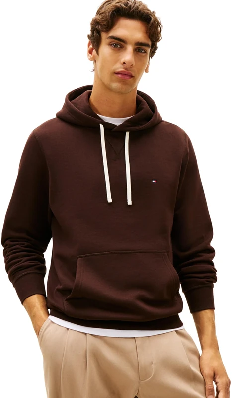 Tommy Hilfiger Men ESS SEASONAL FLEECE HOODY MW0MW39997 Pullover Hoodie, BROWN, XS