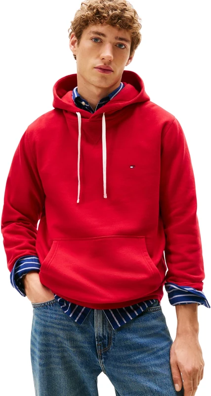 Tommy Hilfiger Men ESS SEASONAL FLEECE HOODY MW0MW39997 Pullover Hoodie, RED, S