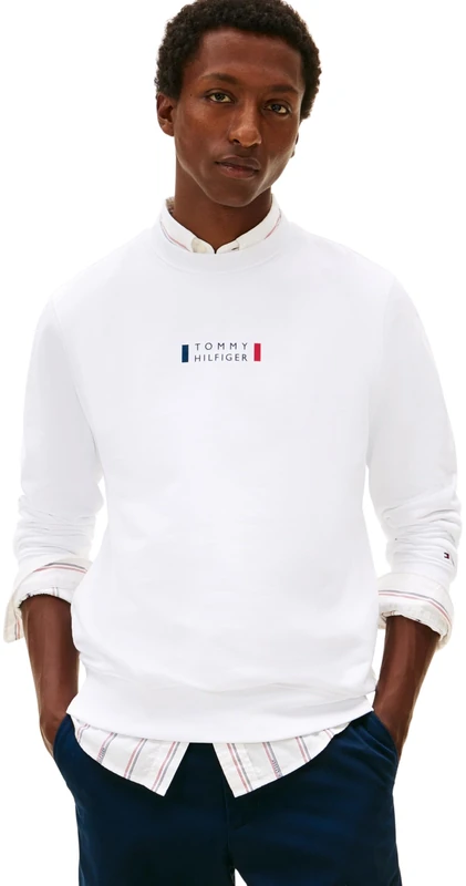 Tommy Hilfiger Men BRAND LOVE SWEATSHIRT MW0MW41428 Pullover Sweatshirt, WHITE, M - Image 1