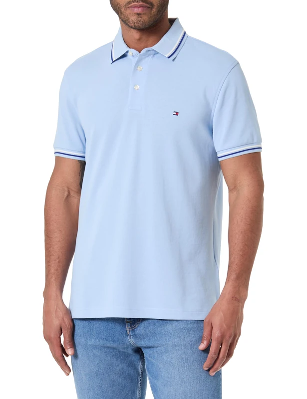 Tommy Hilfiger Men Tipped Slim FIT Seasonal Polo MW0MW39993 S/S Polo, Blue, XL