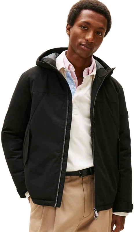 Tommy Hilfiger Men TECH HOODED SHORT PADDED JKT MW0MW42823 Other Jackets, BLACK, XL