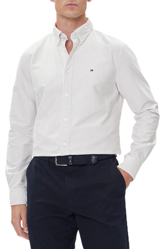 Tommy Hilfiger Men Heritage Oxford Stripe RF Shirt MW0MW36238 L/S Shirt, Brown, XXL