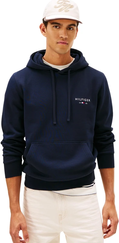 Tommy Hilfiger Men BRAND LOVE SMALL HILFIGER HOODIE MW0MW41429 Pullover Hoodie, BLUE, XXL