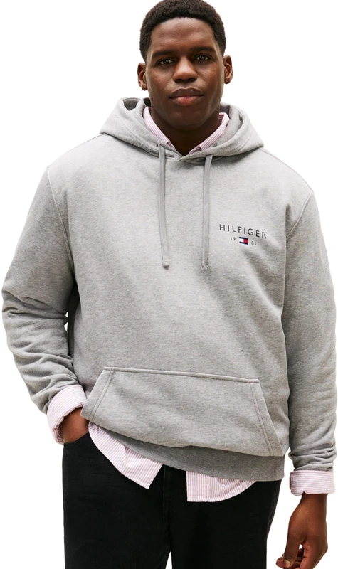 Tommy Hilfiger Men BT-BRAND LOVE HILFIGER HOODY-B MW0MW42995 Pullover Hoodie, GREY, 3XL_Plus