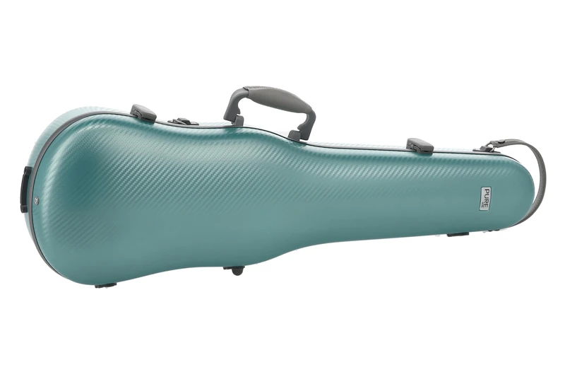 GEWA Violin Shaped Case Fun Series Polycarbonate 4/4-1/2 Size Green/Grey, Interior Black, 2 Removable Backpack Straps, Accessory Pocket, Padded Suspension, Additional Side Handle