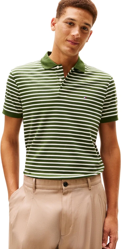 Tommy Hilfiger Men Liquid Cotton REG Seasonal Polo MW0MW39994 S/S Polo, Green, XL