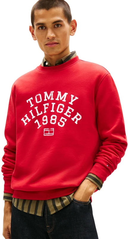 Tommy Hilfiger Men HILFIGER ARCH SWEATSHIRT MW0MW41426 Pullover Sweatshirt, RED, S
