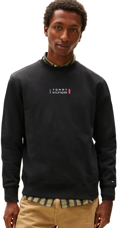 Tommy Hilfiger Men BRAND LOVE SWEATSHIRT MW0MW41428 Pullover Sweatshirt, BLACK, M