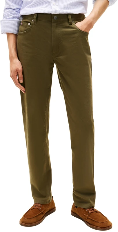 Tommy Hilfiger Men Denton 5PKT Sateen MW0MW42005 5 Pocket Pants, Khaki, 34W / 34L