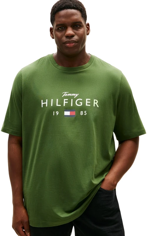 Tommy Hilfiger Men BT-Brand Love Big Hilfiger TEE-B MW0MW43005 S/S T-Shirt, Green, XXL_Plus