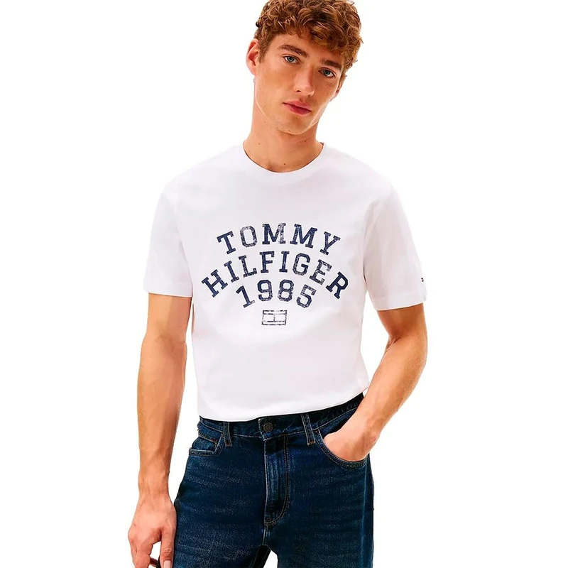 Tommy Hilfiger Men Hilfiger Arch TEE MW0MW41470 S/S T-Shirt, White, M